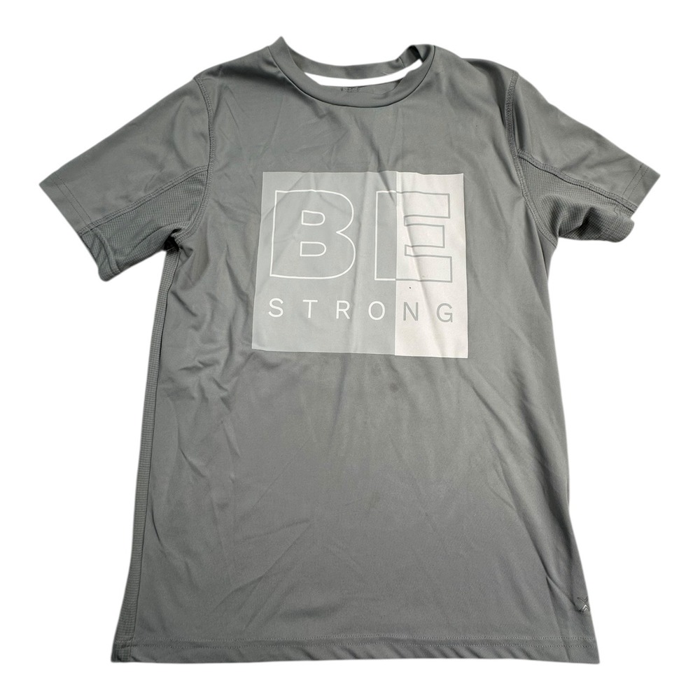 Xersion Gray BE STRONG‎ Athletic TShirt Top Mens Large Short Sleeve Polyester